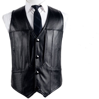 Genuine Leather Vest Man First-Layer Cowhide Motorcycle Essential Biker Core