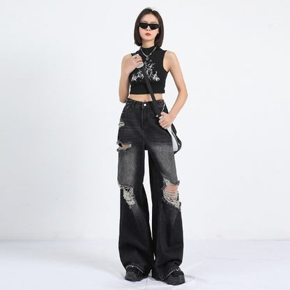 Summer Straight Loose Mop Wide Leg Pants