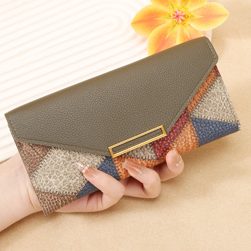 A Multi-functional Buckle Retro Thin Coin Purse From Japan And South Korea