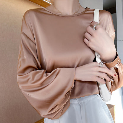 High-grade Round Neck Collarbone Simple Graceful T-shirt