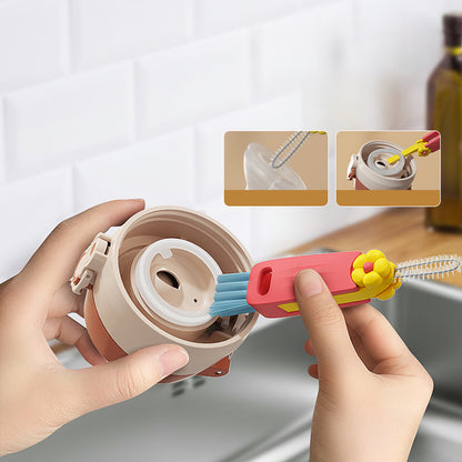 3-in-1 Master: Multifunctional Straw & Lid Cleaning Brush Set