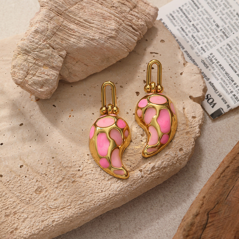 Elegant Drop-shaped Design Earrings U-shaped Buckle Stainless Steel Drop Oil