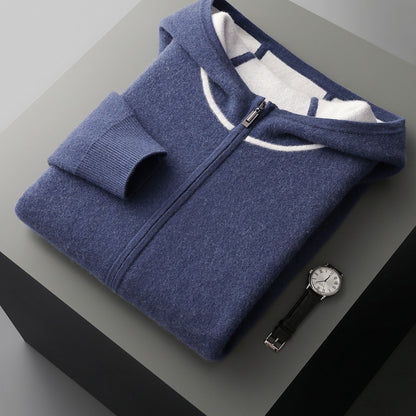 Mens Hooded Loose Casual Knitted Wool Sweater Cardigan Coat Relaxed Texture