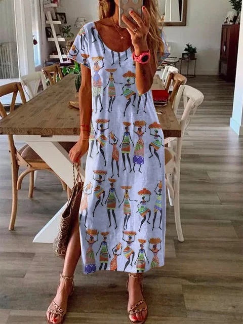 Printed short sleeve dress