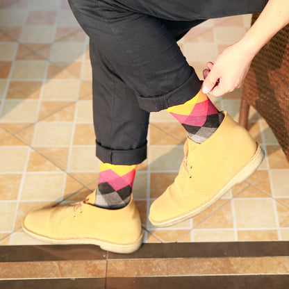 The Diamond Long: Colored Diamond Cotton Long Socks