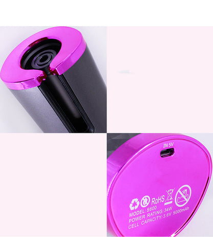Rechargeable Auto-Rotating Hair Curler | LCD Display Ceramic Barrel Curling Iron for Women