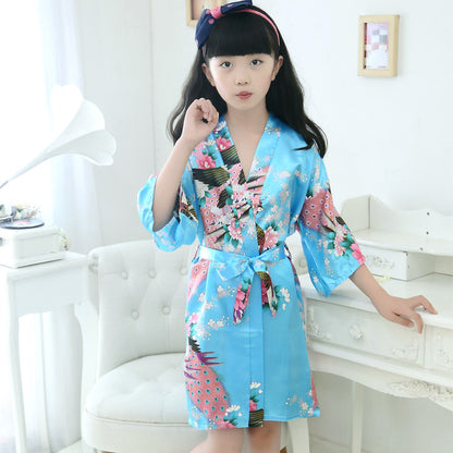 Imperial Silk: Peacock Motif Kimono Pajamas