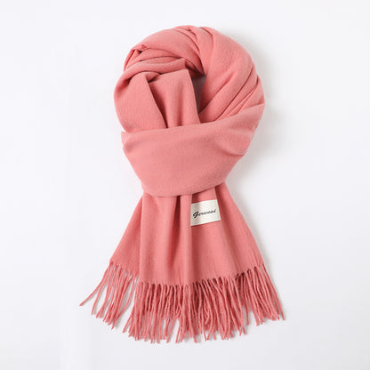 Simple Tassel Shawl Warm Artificial Cashmere Scarf