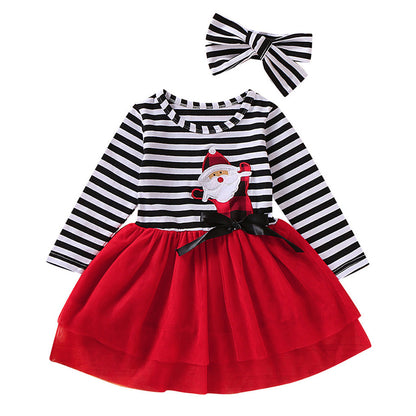 The Mesh Noel: Striped Flower Santa Mesh Skirt
