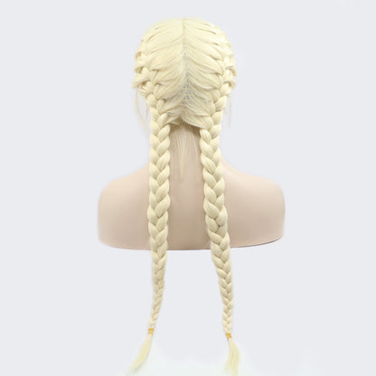 Long Section With Bangs Double Ponytail Fishbone Braid Wig
