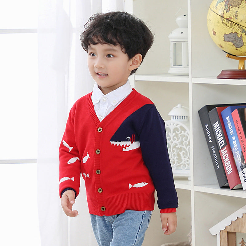 V-Neck Single-Breasted Small Fish Cardigan