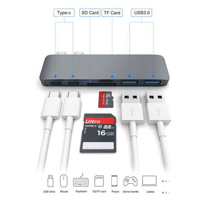 HubLink Pro: USB-C Hub with TF SD Card Reader, PD Power & USB 3.0 Adapter