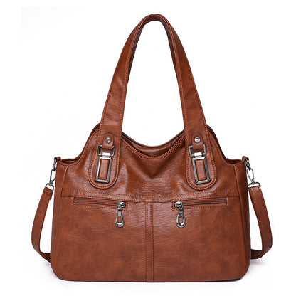 Soft Leather Large Capacity Handbag Fashion Retro Shoulder