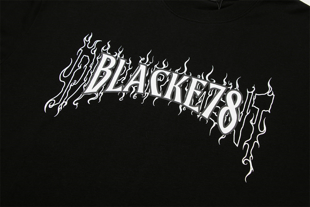 Creative Letters Flame Print T-shirt Men