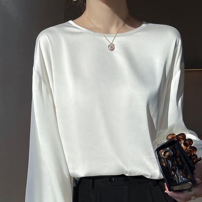 High-grade Round Neck Collarbone Simple Graceful T-shirt