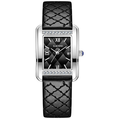 Retro Affordable Luxury Diamond Square Quartz Watch
