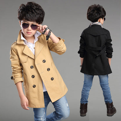 The Urban Trench: Boys’ Mid-Length Trend Casual Trench Coat