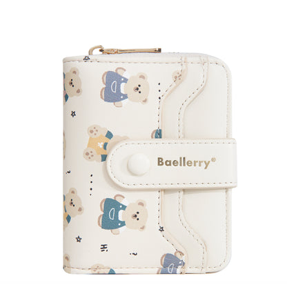 Short Little Bear Cartoon Printed Women's Wallet