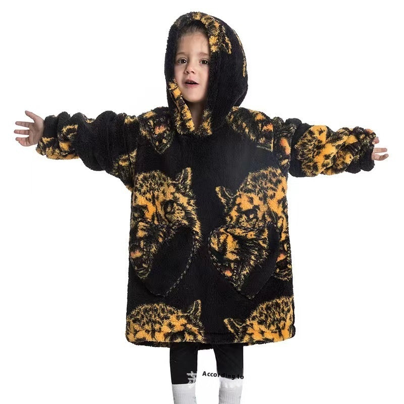 The Lazy Blanket: Oversized Cotton Velvet Hooded Blanket