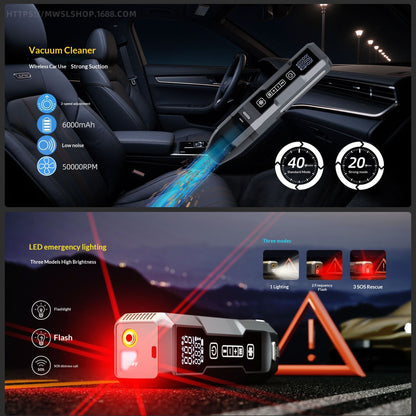 Wireless Inflator With Power Bank Multifunctional 4-in-1 High-power Car And Home Vacuum Cleaner