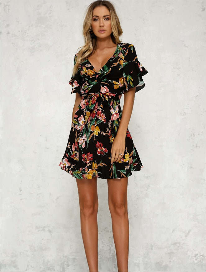 Short sleeve printed dress