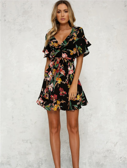 Short sleeve printed dress