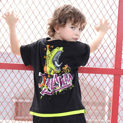 The Jurassic Short: Dinosaur-Themed Short-Sleeve Performance T-Shirt
