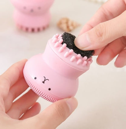 Cartoon octopus silicone wash brush foaming cleansing brush Manual facial massage brush cleansing brush brush bubbler