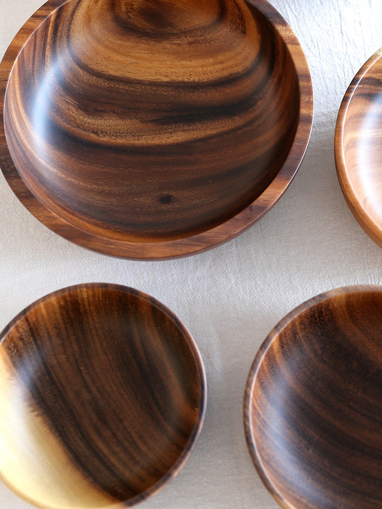 Handcrafted Natural Wooden Salad & Fruit Bowl | Rustic Home & Restaurant Food Serving Bowl