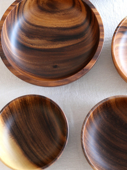 Handcrafted Natural Wooden Salad & Fruit Bowl | Rustic Home & Restaurant Food Serving Bowl