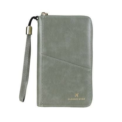 RFID Barrier Passport Holder Genuine Leather Wallet