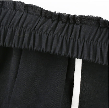 White Stripe Cargo Pants Women Trousers Pockets Patchwork Contrast Color High Waist Pants Hip Hop Capris