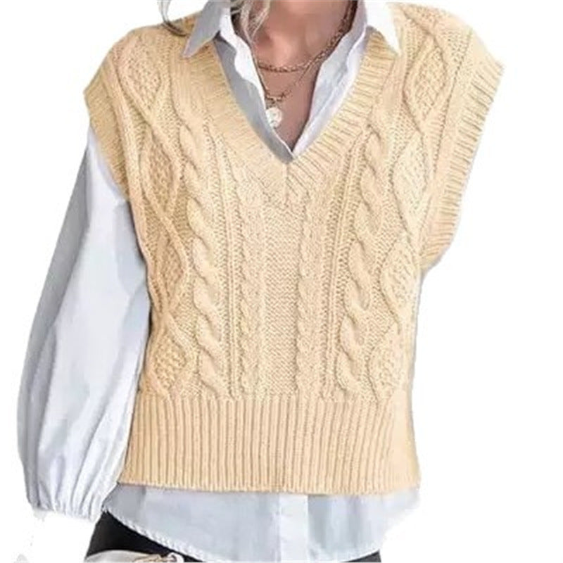 Vest Knitted Retro College Style All-matching