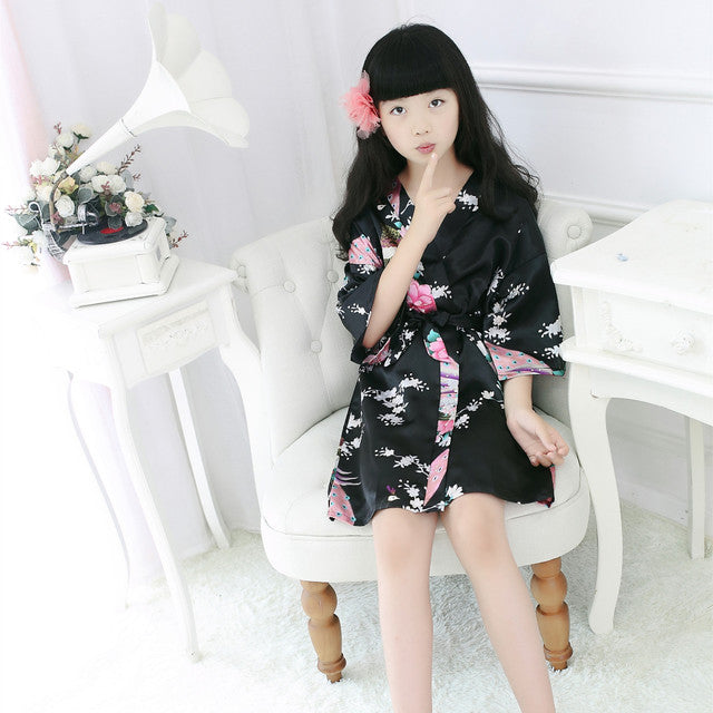 Imperial Silk: Peacock Motif Kimono Pajamas