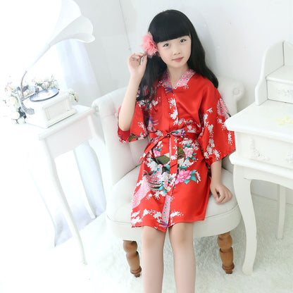 Imperial Silk: Peacock Motif Kimono Pajamas
