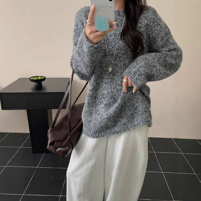 Korean Classic Round Neck High-grade Loose Soft And Glutinous Wear Knitted Sweater