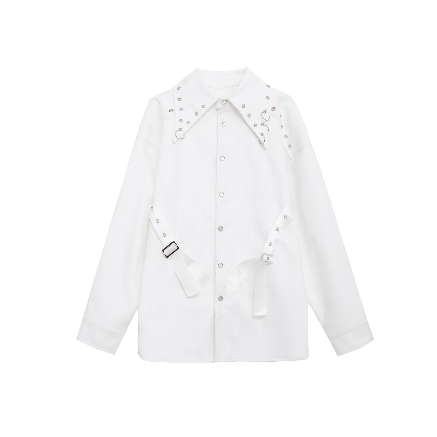 Deconstructing Shoulder Pad White Shirt Jacket Avant-Garde Structure