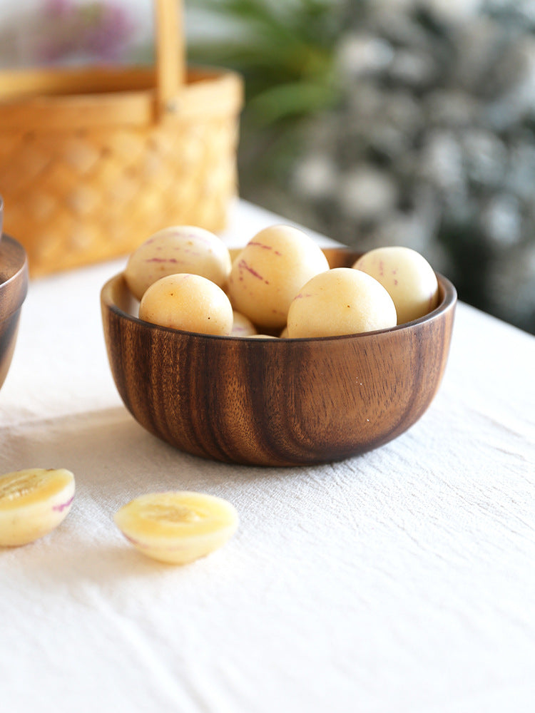Handcrafted Natural Wooden Salad & Fruit Bowl | Rustic Home & Restaurant Food Serving Bowl