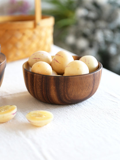 Handcrafted Natural Wooden Salad & Fruit Bowl | Rustic Home & Restaurant Food Serving Bowl