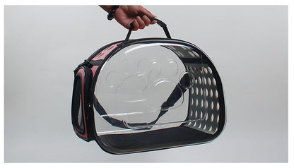 Bag out portable transparent cat dog backpack foldable four-sided breathable Messenger portable cat bag