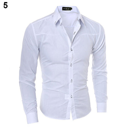 Dark Plaid Solid Color Long-Sleeve Business Shirt Executive Poise