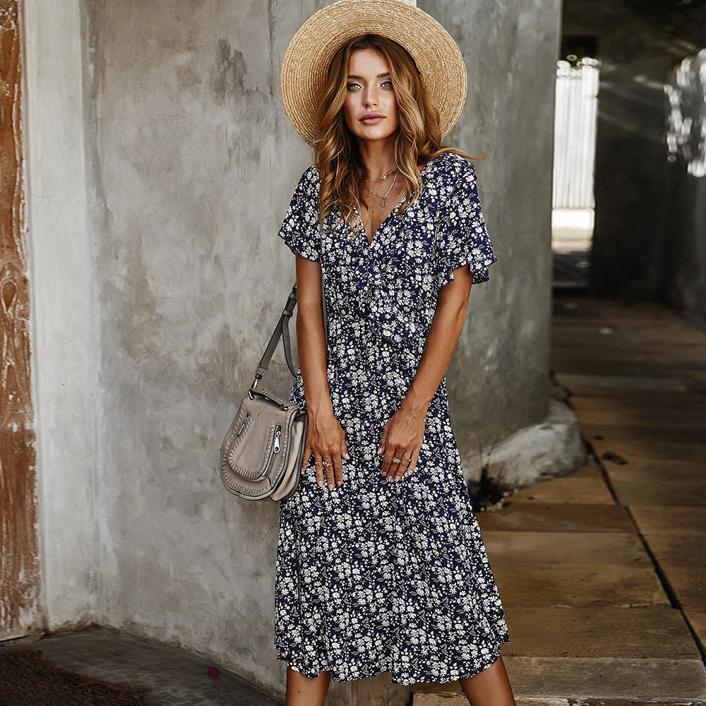 Short floral short sleeve dress