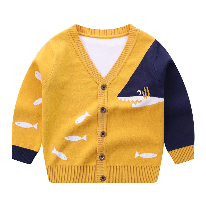 V-Neck Single-Breasted Small Fish Cardigan