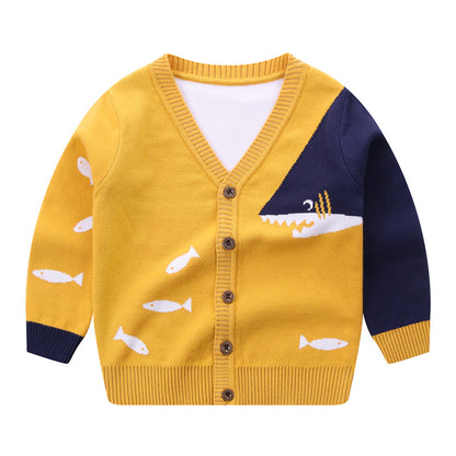 V-Neck Single-Breasted Small Fish Cardigan