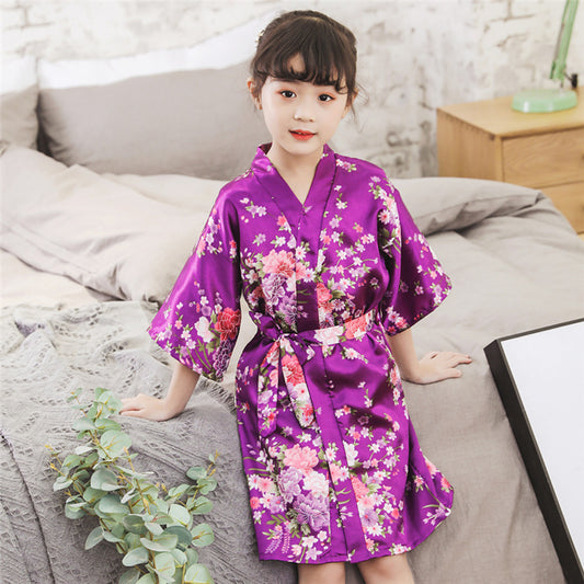The Silk Robe: Cardigan Imitation Silk Bathrobe