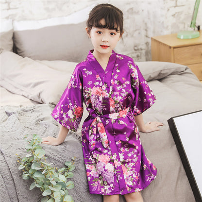 The Silk Robe: Cardigan Imitation Silk Bathrobe