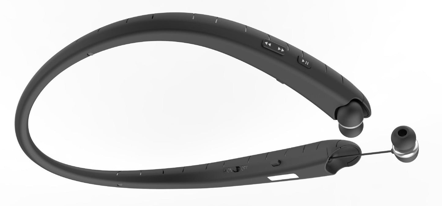 NeckBand RetractBT: Sports Retractable Handsfree Wireless Neckband Bluetooth Stereo Headphones