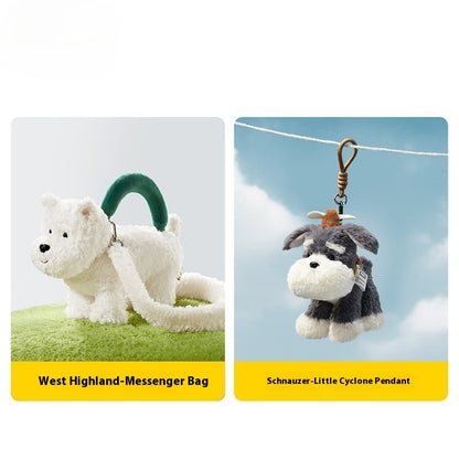 Babycare Plush West Highland Puppy Schnauzer Doll Bag Keychain Pendant