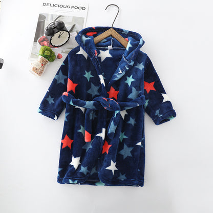 The Coral Night: Children’s Flannel Hoodie Night-Robe