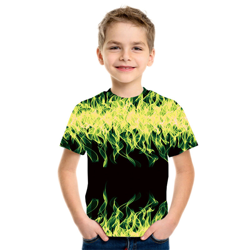 The Flame Prism: Three-Color Flame 3D Printed Short-Sleeve T-Shirt